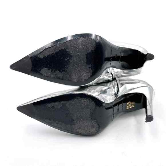 BALENCIAGA Slash Metallic Silver Boots Mirror Leather Pointed Toe Sz 36 / 6 US - Picture 10 of 11